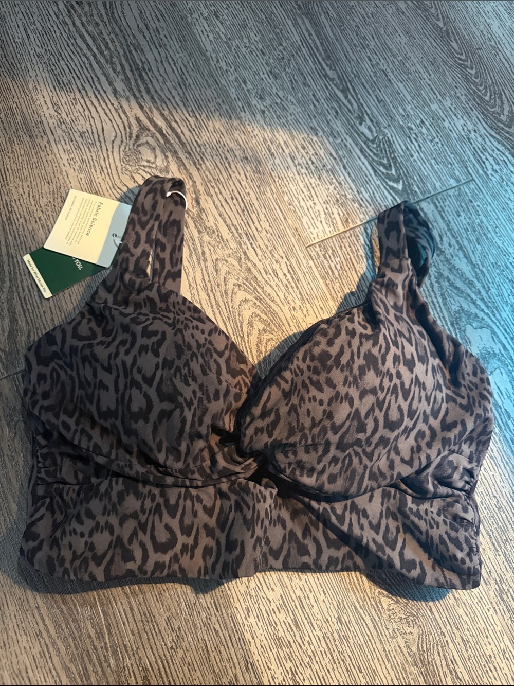 Charcoal mist Leopard Print sports bra